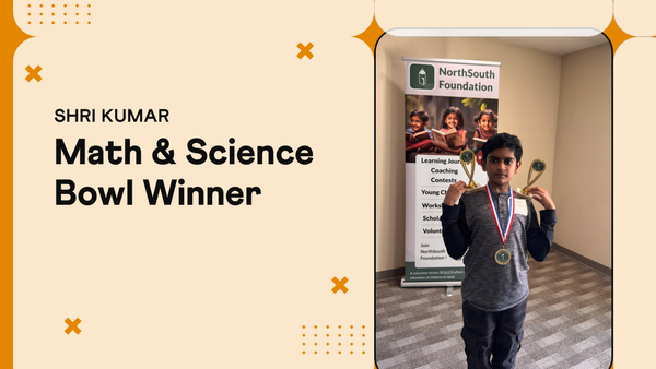 Shri Kumar, Grade 6 student with regional Math Bowl and Science Bowl first place wins, Cuemath